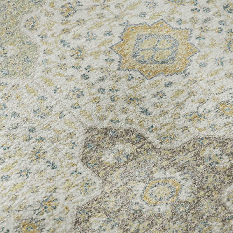 Tapis damassé Villers AMF2566 lavable à la machine de qualité supérieure, Ivory, 8' x 10'