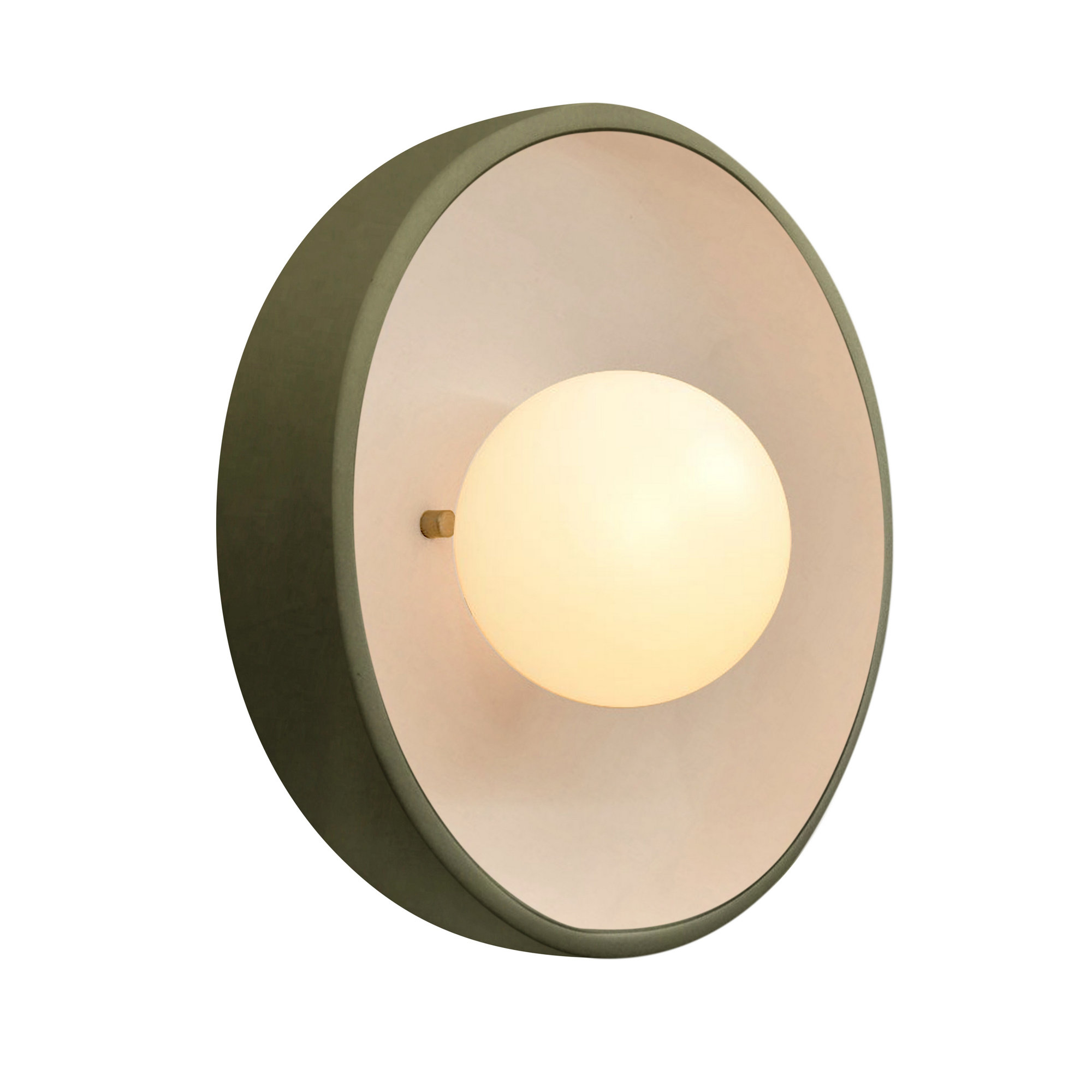 Ambiance - Flush Coupe ADA Wall Sconce - Antique Gold, Matte Green