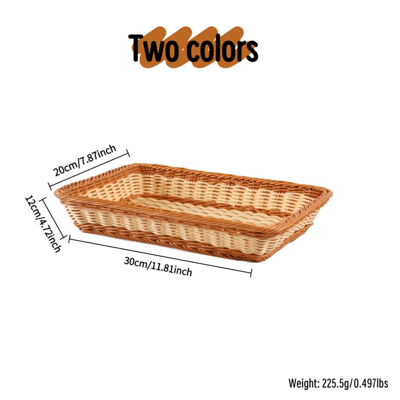 Assortiment de couleurs, deux paquets, panier de rangement rustique tissé à la main pour les fruits, le pain, les collations et la présentation du marché - matériau PP durable, résistant à la moisissure pour une utilisation durable