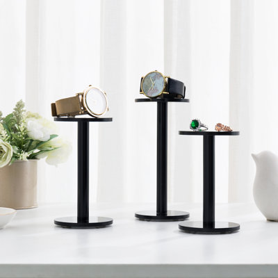 3-Piece Acrylic Round Pedestal Riser Jewellery Stand Set