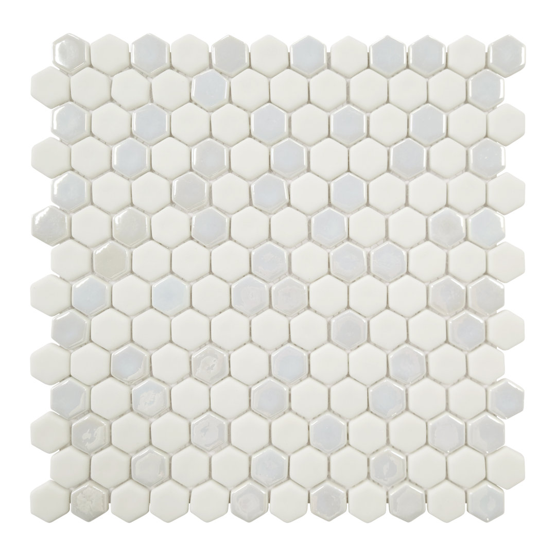 12" x 12" Hexagon Recycled Glass Floor & Wall Mosaic Tile Sunwings 