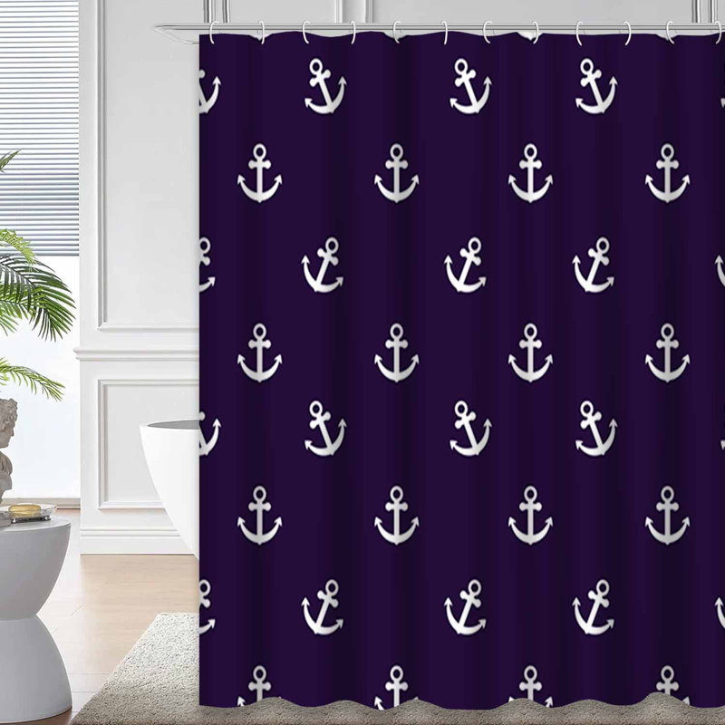 Rideau de douche imperméable abstrait nautique avec 12 crochets, L 72 po x l 84 po