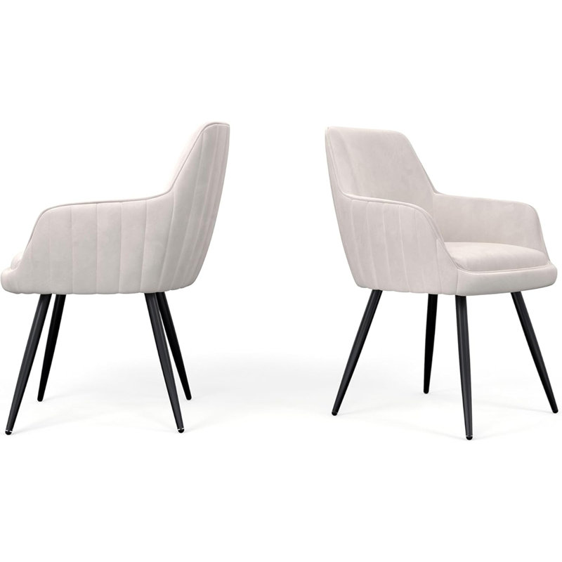 Chaise d'appoint rembourrée moderne Mid-Century, Beige