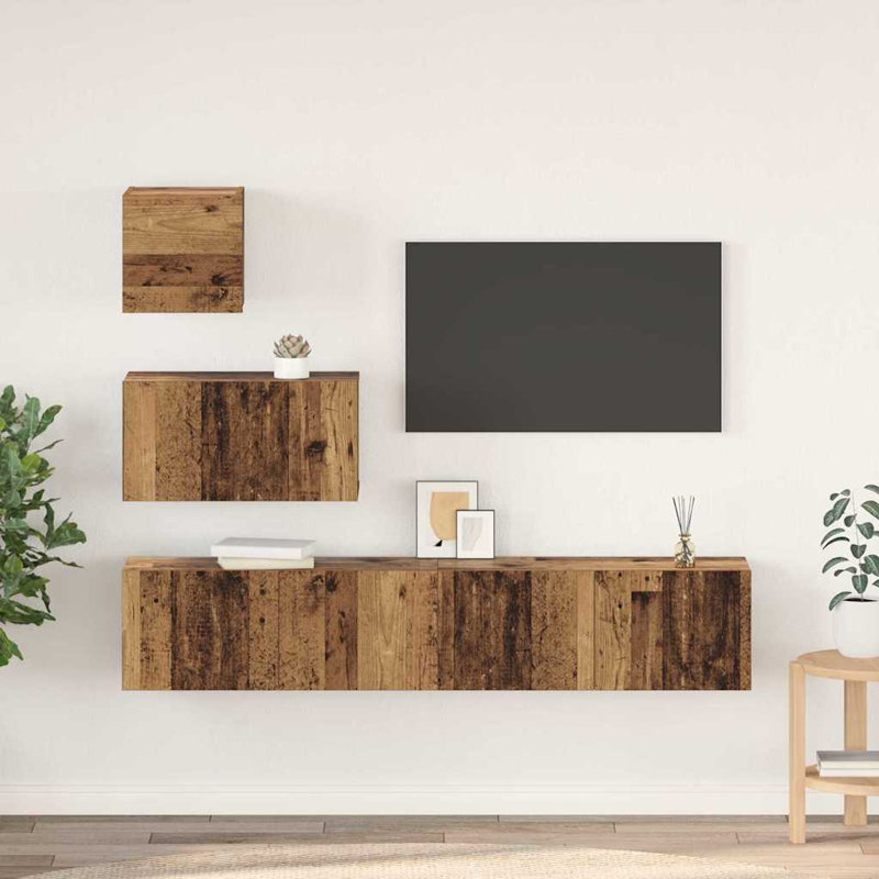 TV Cabinet Set Wall-Mounted 4 Pcs 80 X 30 X 30 Cm, Old Wood