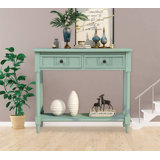 Floriean Rustic Vintage Farmhouse Style Console Table - 2 Drawers, Bottom Shelf