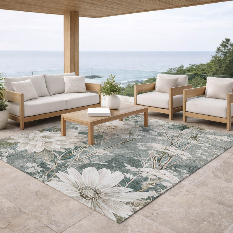 Machine Washable Indoor/Outdoor Chantille ACN2935 Floral Rug, 10' x 14'