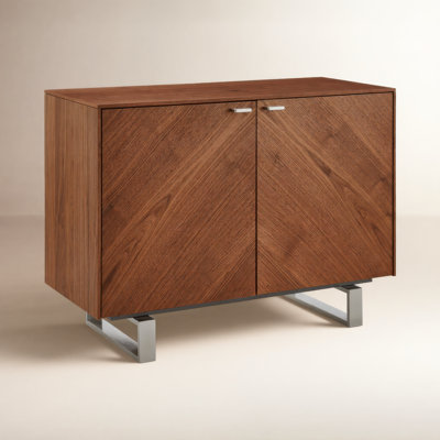Suzete Sideboard In Walnut With Brushed Stainless Steel Legs