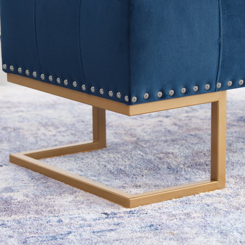 Repose-pieds avec rangement Noorlander, Doré, 100 % polyester bleu