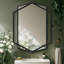 Miroir mural décoratif, miroir mural moderne pour salle de bain, miroir mural avec cadre en métal noir irrégulier et rectangulaire-224800986