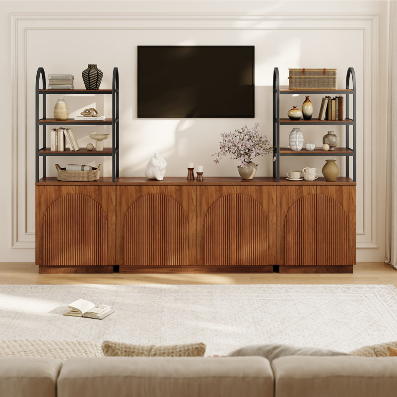 Meuble télé 3 pièces Designer, Noyer