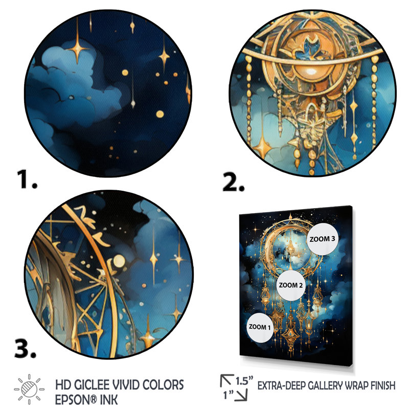 Capteur de rêves dorés Heiter Celestial Dreams I, H 20 po x l 12 po x P 1 po, Cadre flottant doré