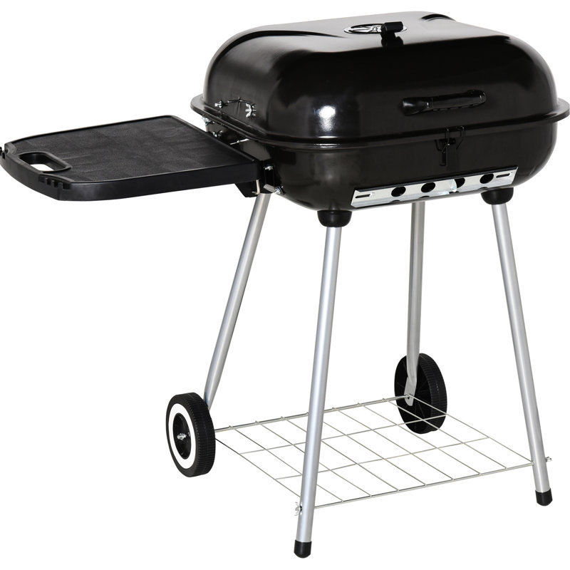 Barbecue au charbon 21 "avec roulettes et tablette inférieure - Grilles d'aération réglables pour barbecue pour barbecue