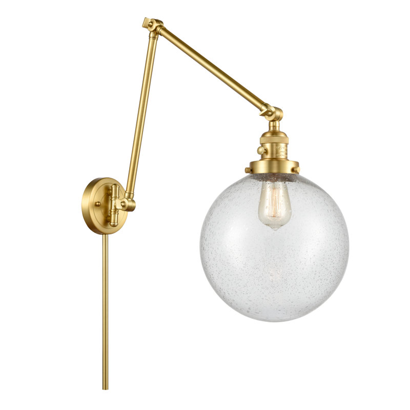 Bras pivotant à intensité variable à 1 lumière Maxwell, Grainé, Or satiné, H 32 po x l 10 po x P 32 po