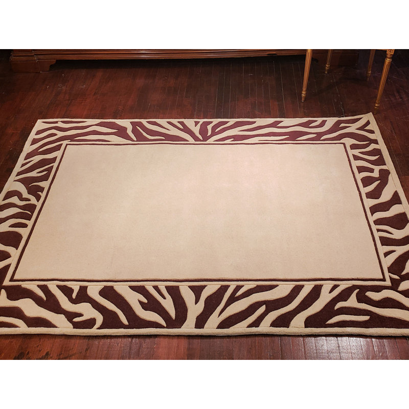 Casual Contemporary Wool Indoor Rug, Rectangle 5' x 8'