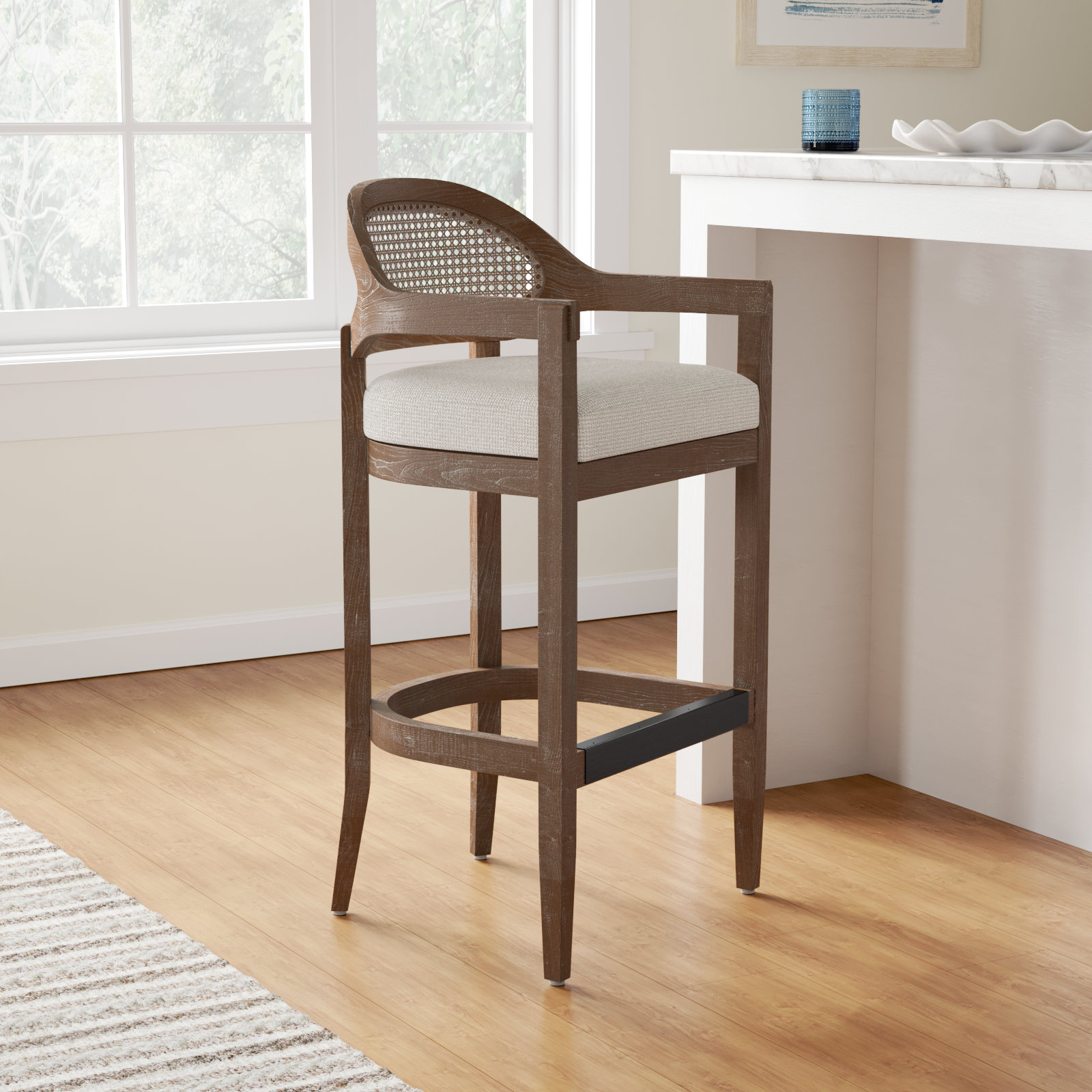 Copley Bar Stool, Taupe Beige, Bar Stool (30.5” Seat Height)