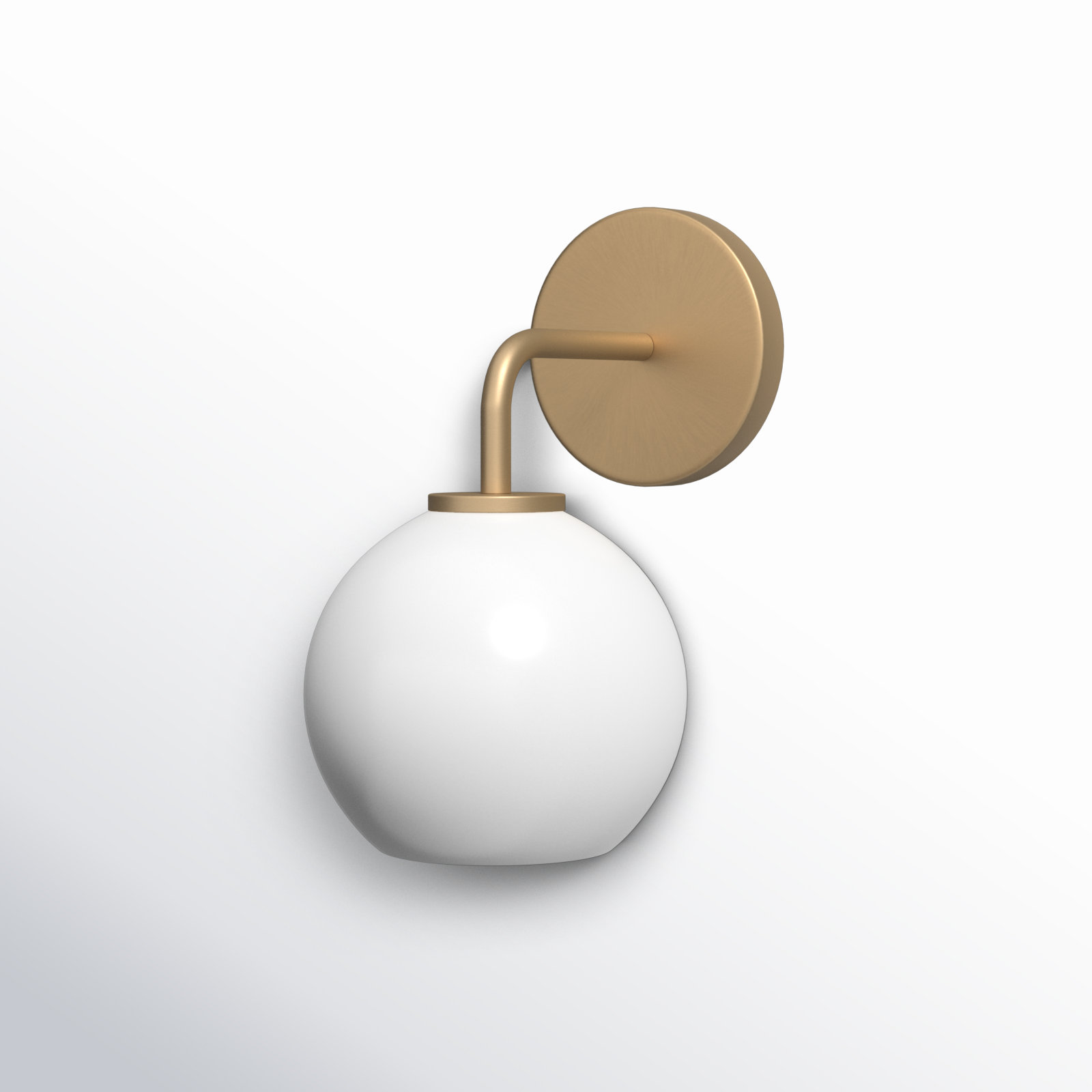 Childerley Single Light Dimmable Armed Sconce, Satin Brass, White