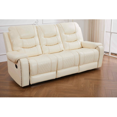 Adele 87'' Wide Modern Super Soft Faux Leather Manual Reclining Loveseat