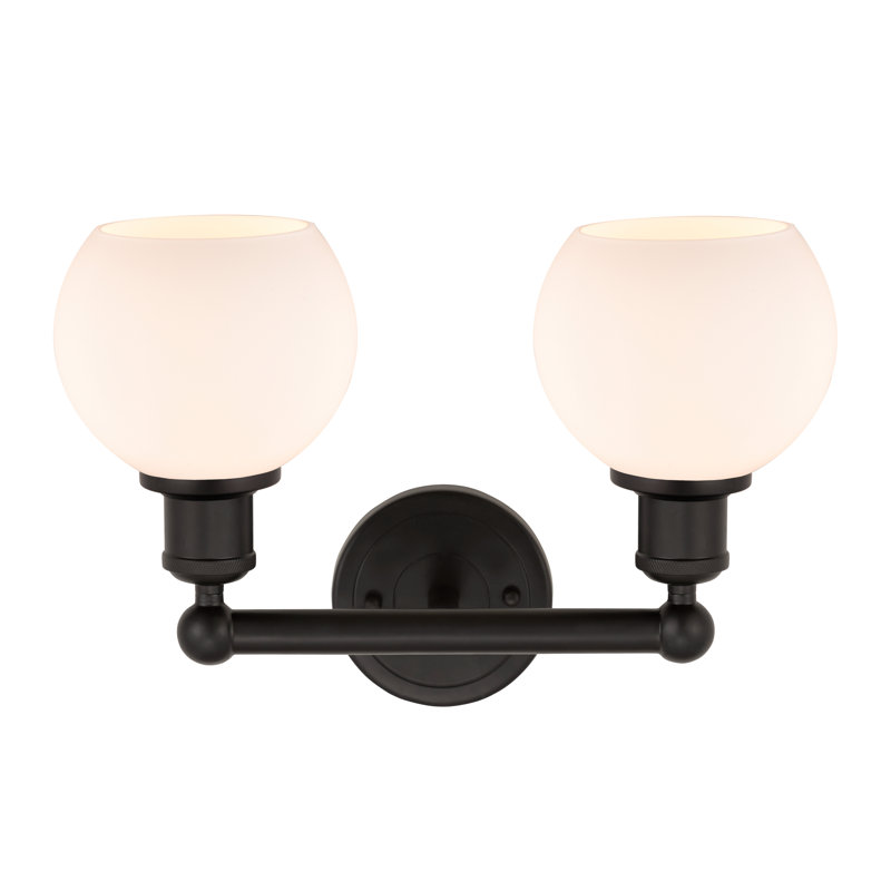 Éclairage pour meuble-lavabo à 2 lumières 15 pouces Cambria, Blanc mat, Bronze huilé