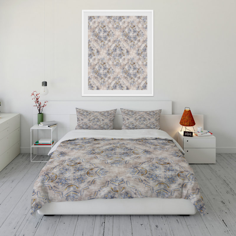 Twill Floral Duvet Cover, King Duvet Cover + 2 King Pillowcases