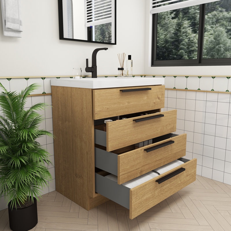 Meuble-lavabo autoportant Carla, 30", Chêne naturel