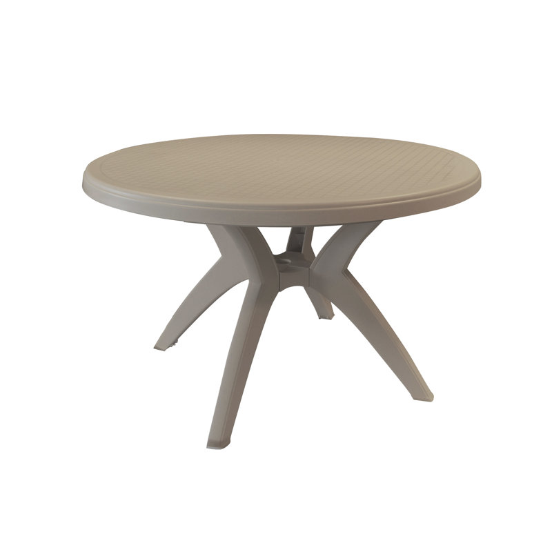 Grosfillex Ibiza Resin 46" Round Pedestal Table, French Taupe