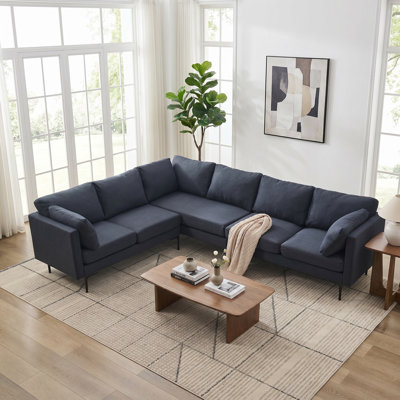 105.6" L Shaped Sectional, Convertible Oversized 6-Seat Corner Sofa Sets with 2 Pillows for Living Room,