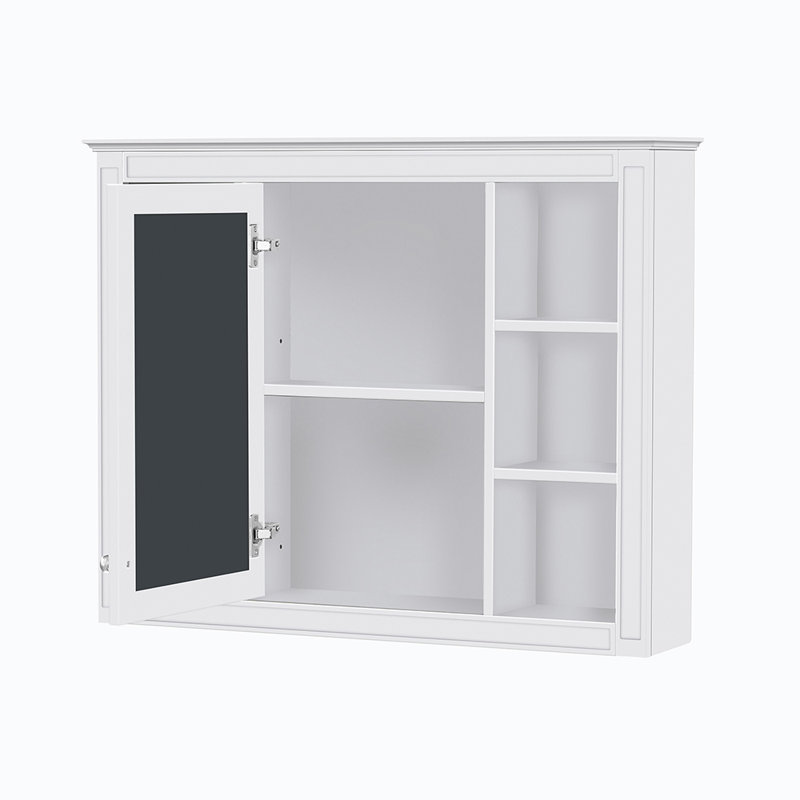 Armoire de rangement murale avec porte miroir, Blanc