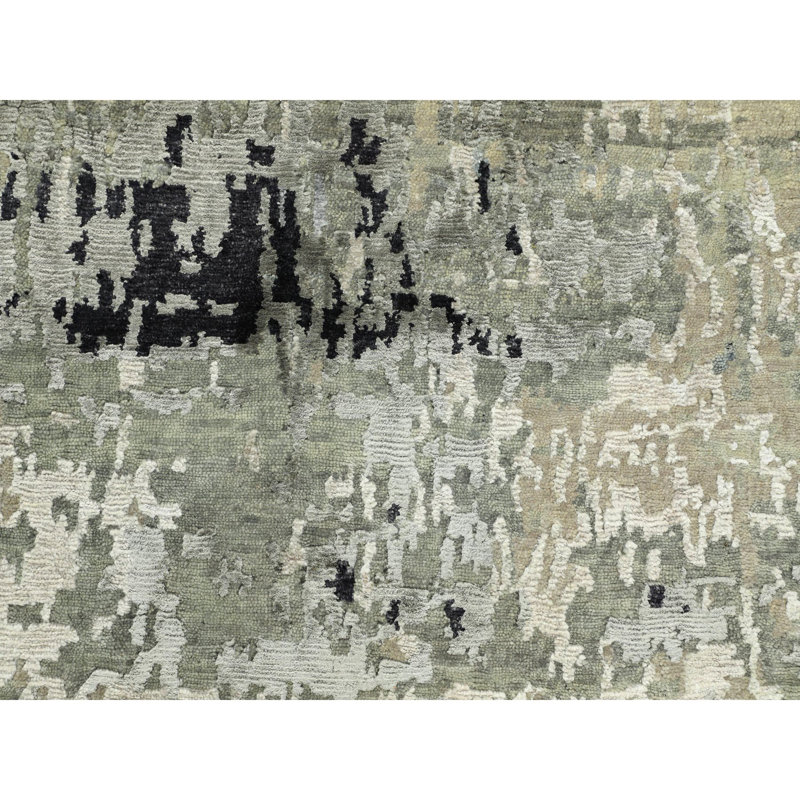 Tapis de couloir gris clair / bleu clair noué à la main de style nouvel âge 2 pi 8 po x 7 pi 10 po Faqir