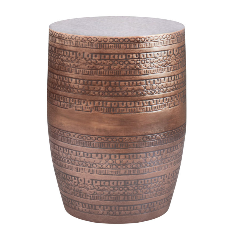 20" Copper Metal Round End Table