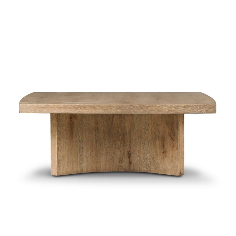 Brezhoneg Pedestal Coffee Table, 16" H x 42" L x 42" W, Rustic Oak