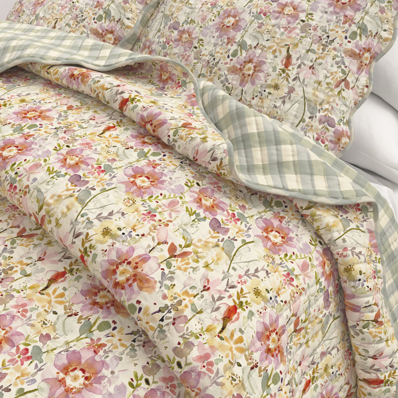 Ensemble de courtepointe festonnée Floral Bloom, Simple/Simple TG