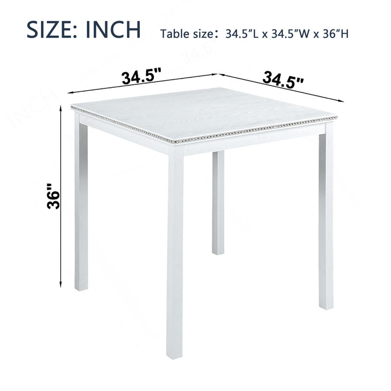 Table de salle à manger en bois, table de cuisine pour petit espace, table de comptoir pour 4 personnes, blanc