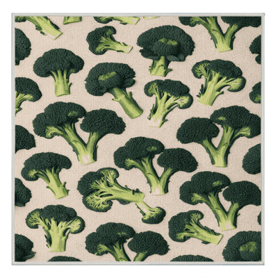 Tapis lavable avec fleurs et broccoli