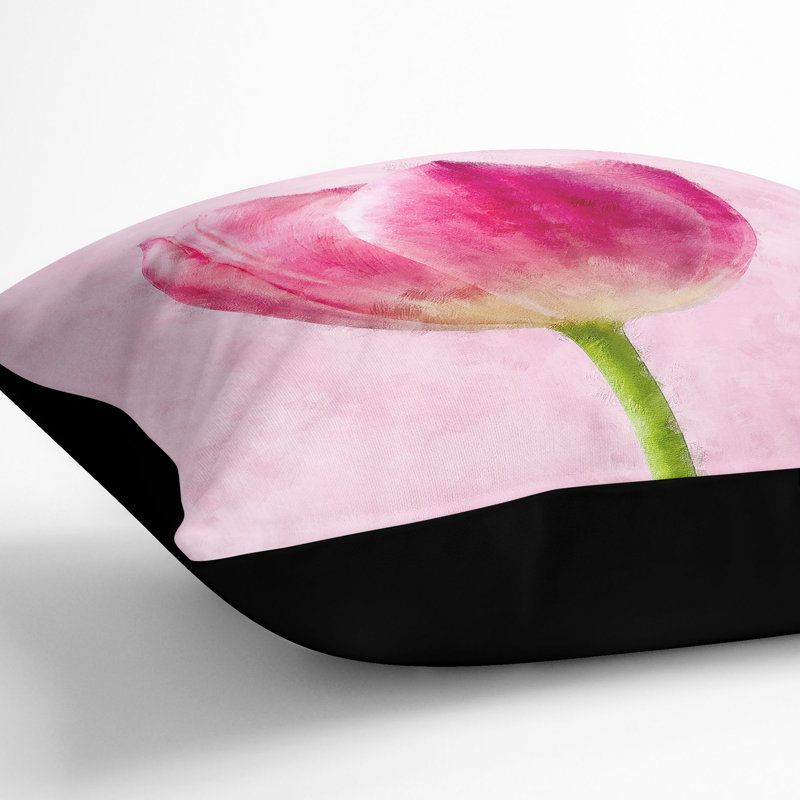Perfectly Tulip Flower Cushion with Filling, Black, 40cm H x 40cm W x 15cm D