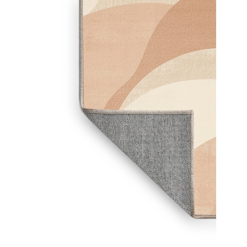 Tapis beige uni lavable à la machine Manhasset, Carré 4 pi