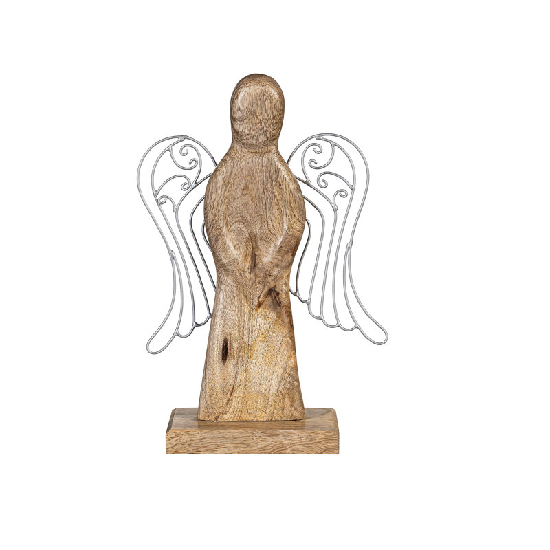 Ensemble de 2 anges en bois et métal
