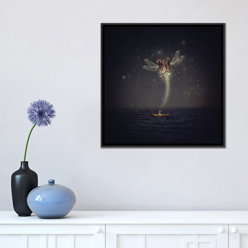 L Let Go II - reproduction d'art graphique sur toile, H 18 po x l 18 po x P 1,5 po, Pas de tapis, Toile avec cadre noir