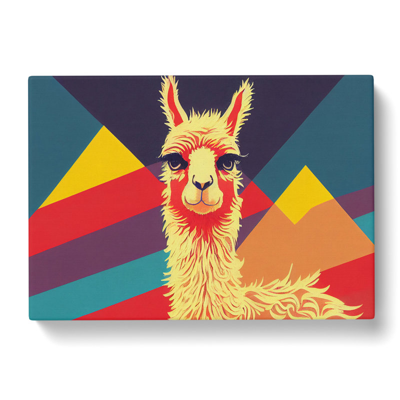 Retro Abstract Llama - Wrapped Canvas, 50cm H x 76cm W x 3cm D