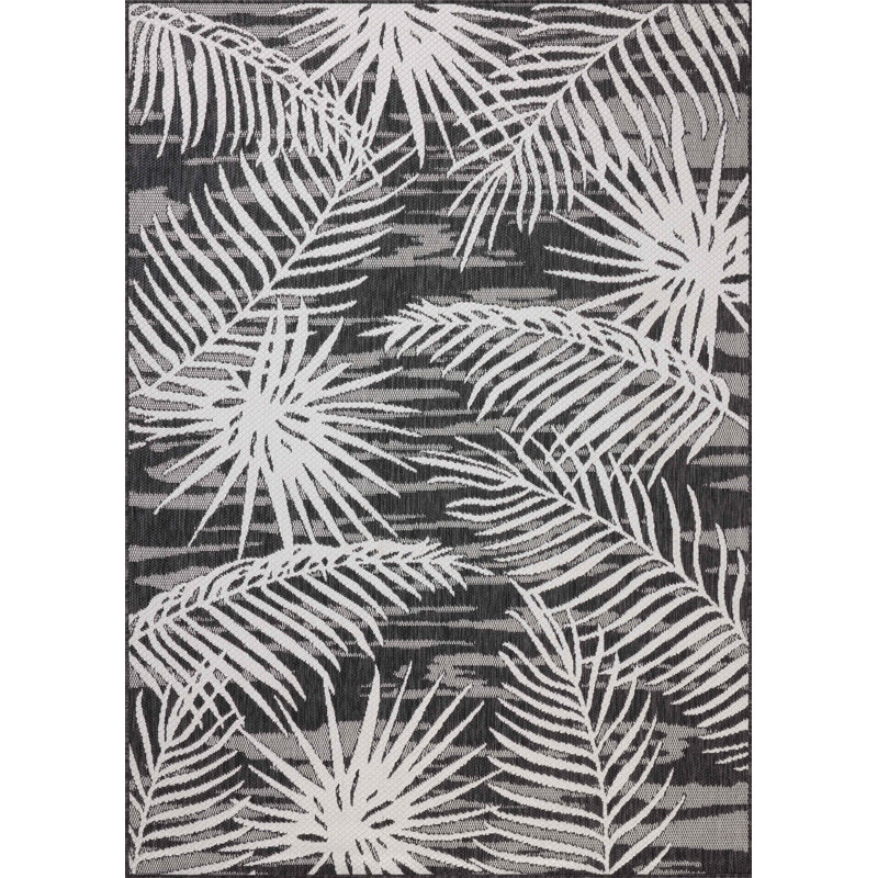 Tapis intérieur / extérieur ivoire / onyx Loloi Easton, Rectangle 8 pi 6 po x 11 pi 6 po