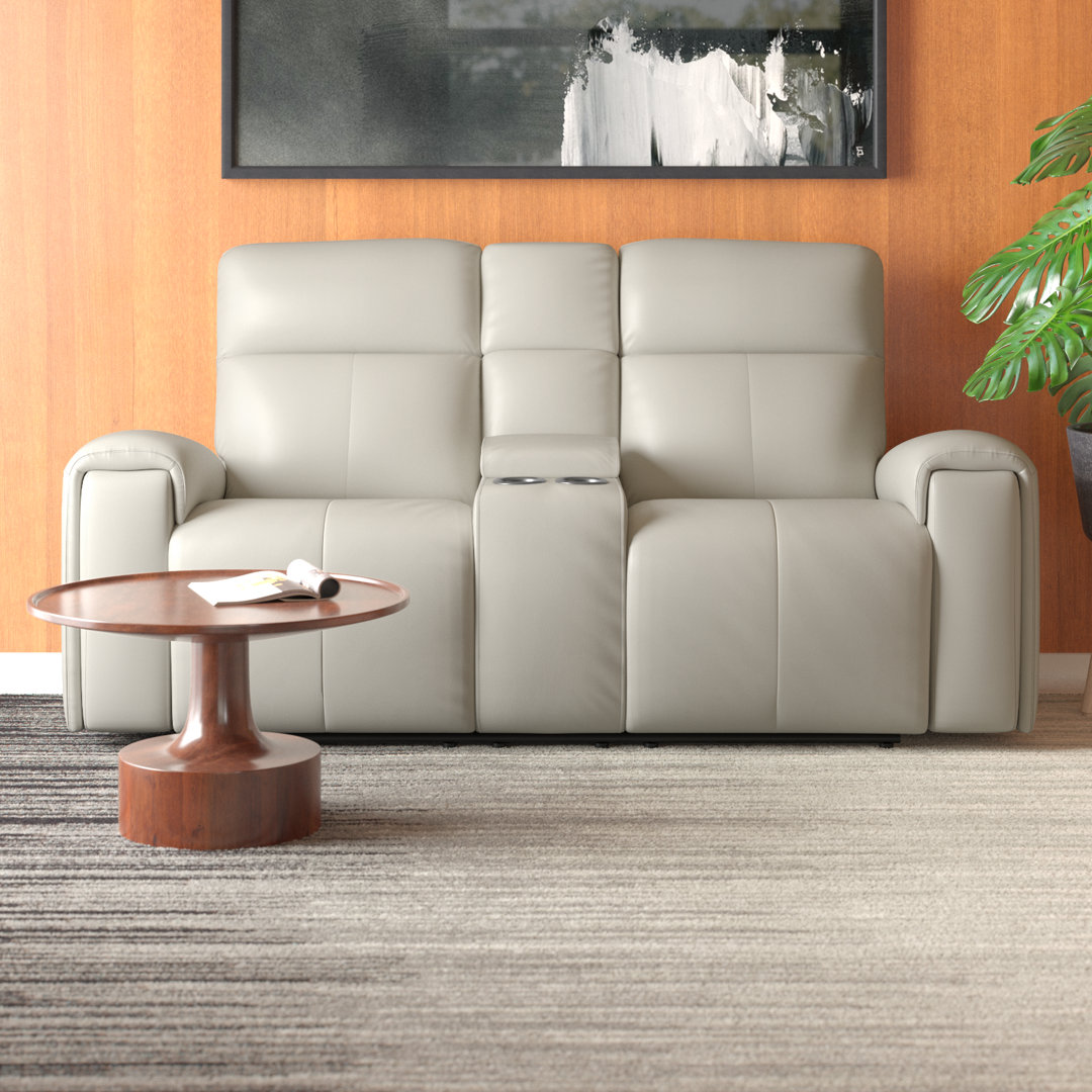 Arthella 77'' Square Arm Genuine Top Grain Leather Reclining Loveseat Wade Logan®