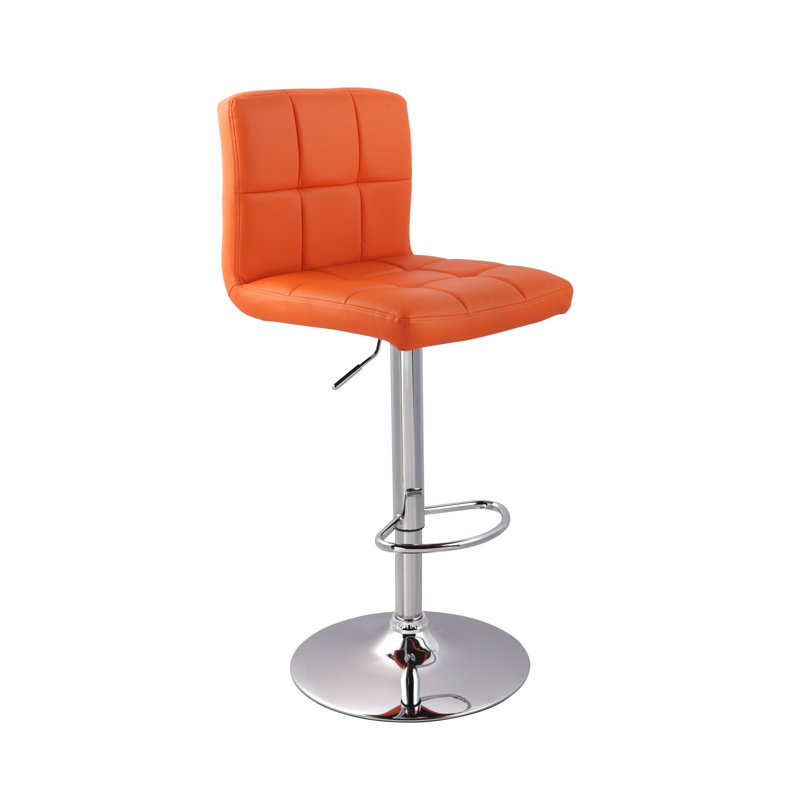 Kristopher Swivel Upholstered Adjustable Height Counter Stool with Metal Frame, Orange