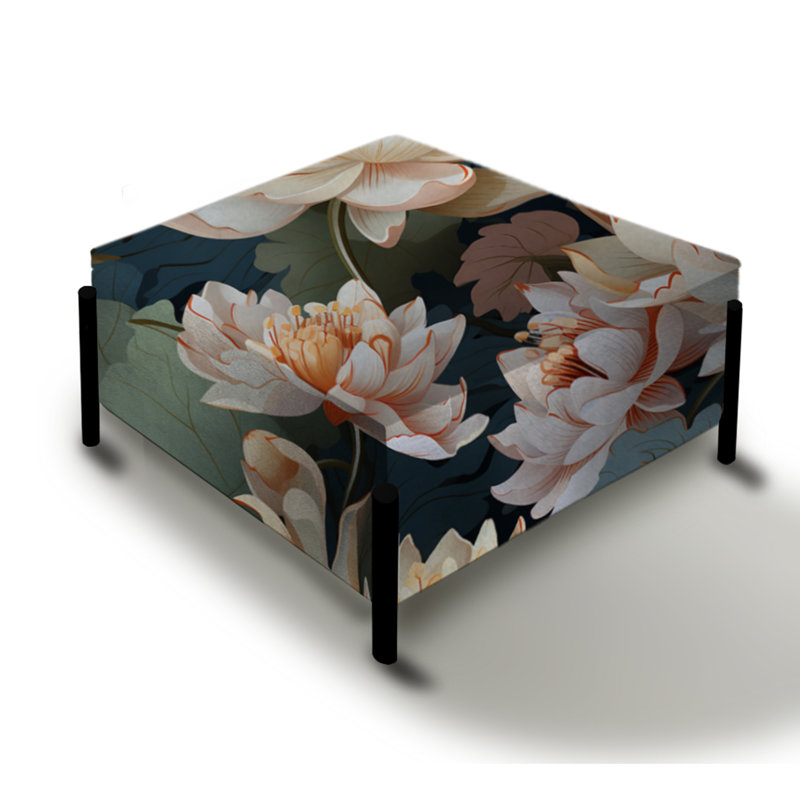 Lotus Serenity - Grand repose-pieds carré oriental