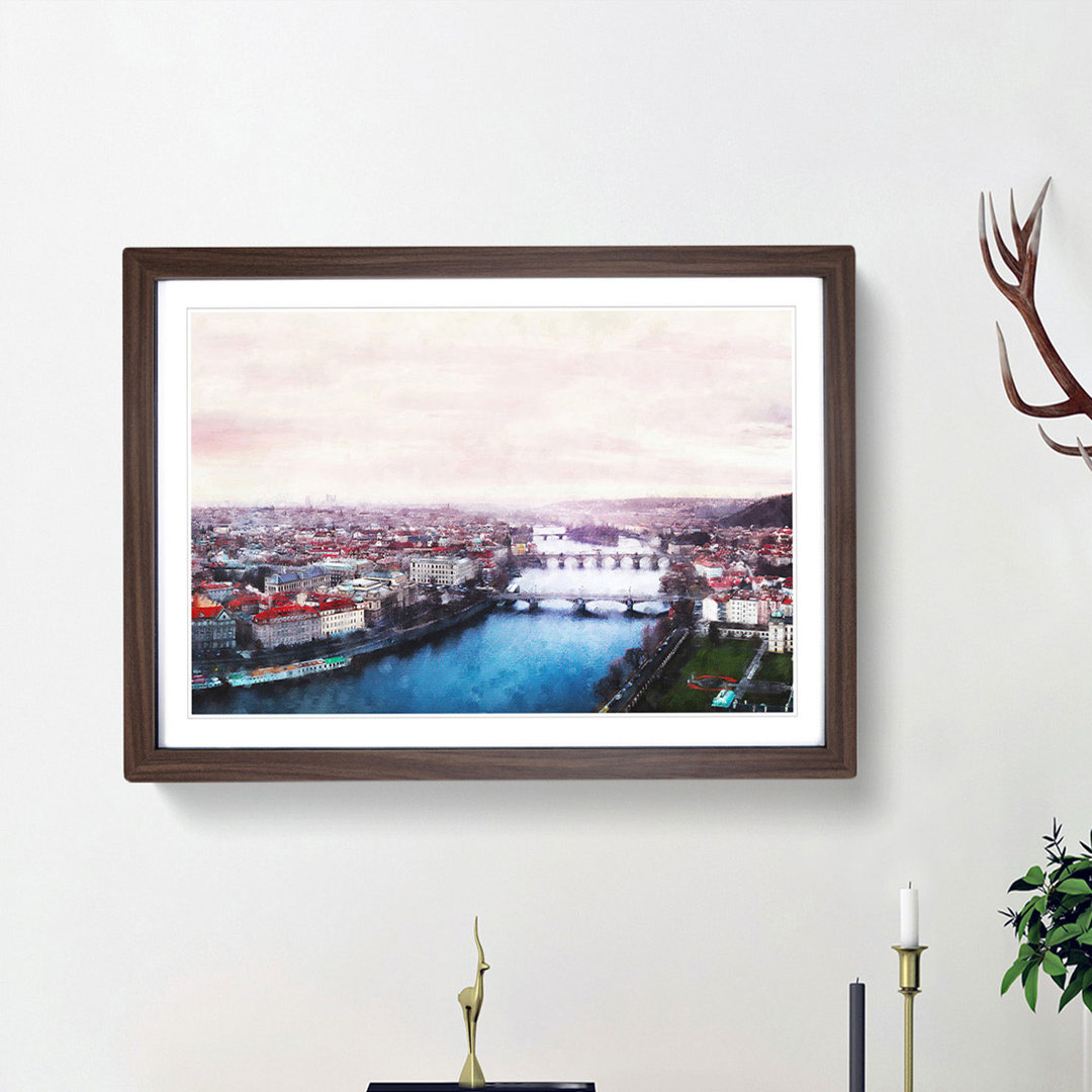 Prague Czech Republic Skyline - Framed Print