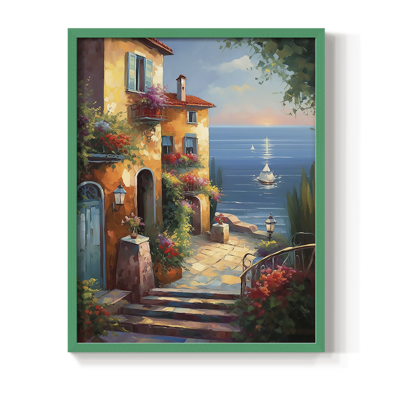 NAUTICAL Series DLX, reproduction encadrée - bois massif, Vert, 15" H x 12" W
