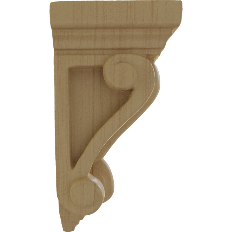 Devon Hand-Carved Rubberwood Traditional Corbel, 4.25" Height