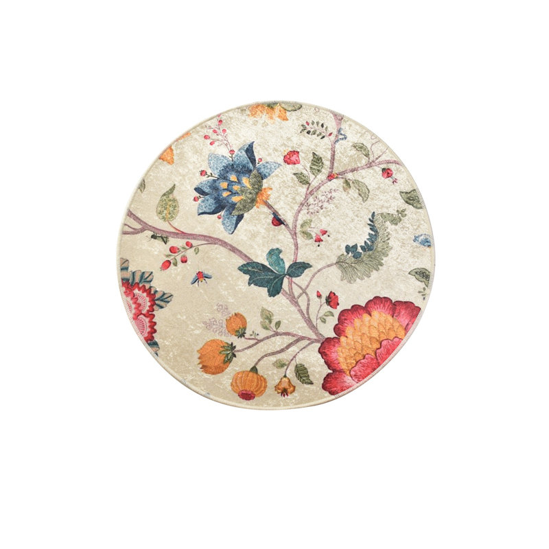 Stylish Round Carpet, 55.1 in Diameter, Soft 100% Polyester, 0.4 in Pile Height | Antibacterial, Non-Slip Underside, Machine Washable at 86°F | Ideal for Living Room, Bedroom, & Play Areas, Durable & Easy to Maintain