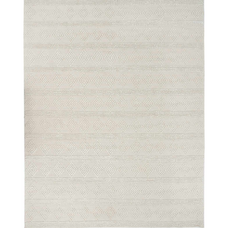 Darchelle Geometric Handmade Wool Area Rug in White, Rectangle 6' x 9'