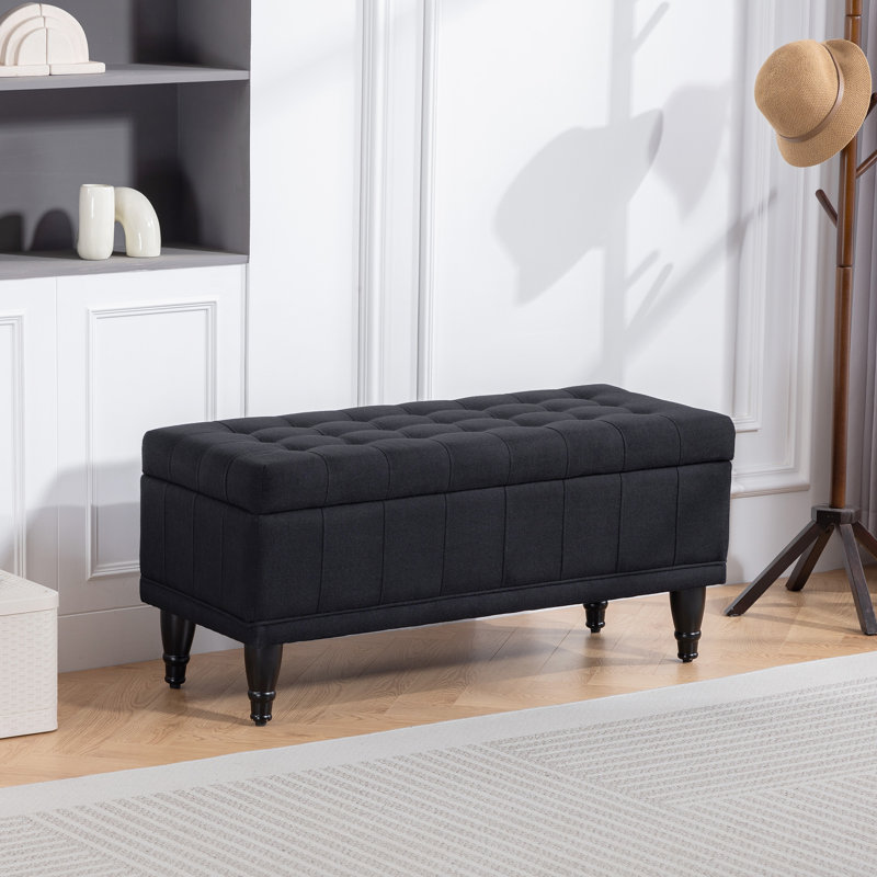 Banc de rangement rabattable, banc de repose-pieds en bout de lit, noir