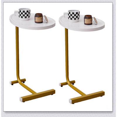 Table d'appoint 2 pièces en forme de C blanche, parfaite pour le canapé et le chevet, peu encombrante et polyvalente