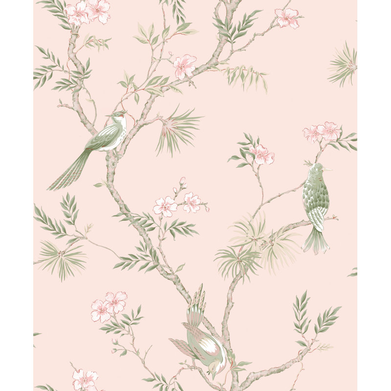Batchelder 10m x 53cm Matte Wallpaper Roll, Pink/Green